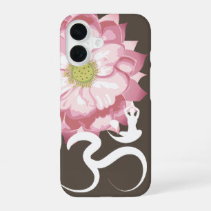 Pink Lotus Flower Yoga White Om Symbol Zen iPhone 16 Case