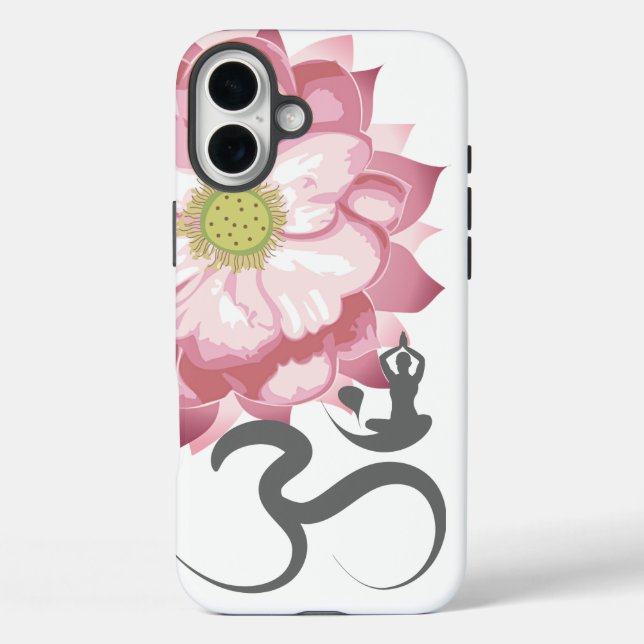 Pink Lotus Flower Yoga & Zen Calligraphy Om Aum Case-Mate iPhone Case (Back)