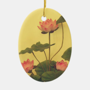 Pink Lotus flowers Ceramic Ornament