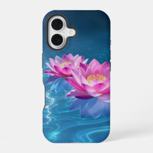 Pink Lotus Flowers Floating on Crystal Blue Water iPhone 16 Case
