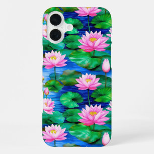 Pink Lotus Flowers on a Pond iPhone 16 Plus Case