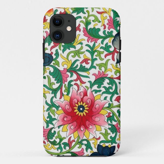 Pink Lotus Garden Chinoiserie Botanical  Case-Mate iPhone Case (Back)