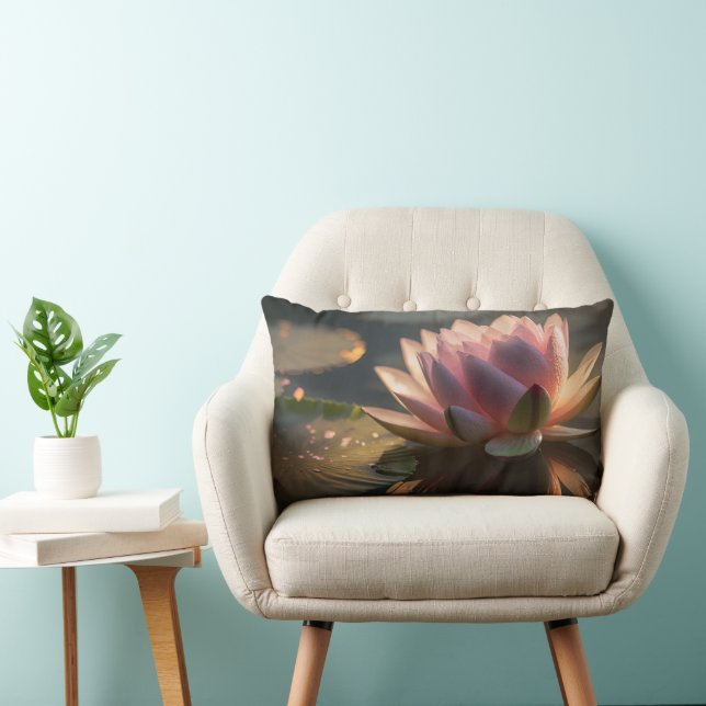 Pink Lotus in the Morning Light Throw Pillow (Chair)