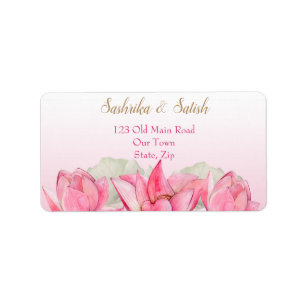 Pink lotus Indian wedding Label