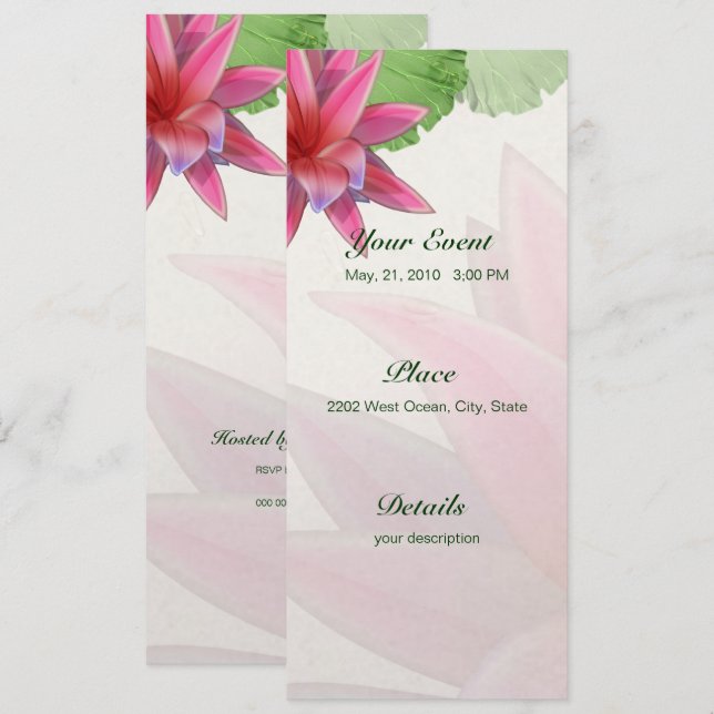 Pink Lotus Invitation 4 x 9.25 (Front/Back)