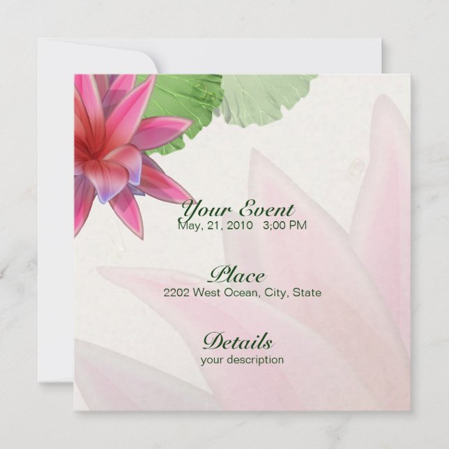 Pink Lotus Invitation 5.25 x 5.25 (Front)