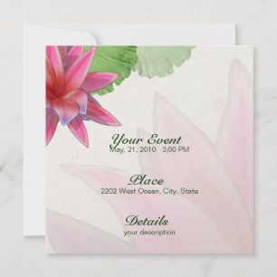 Pink Lotus Invitation Linen Paper 5.25 x 5.25