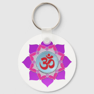 Pink lotus key ring