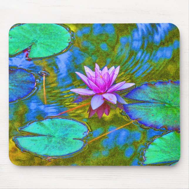 Pink Lotus Lilypad - Beautiful Photo - Yoga Theme Mouse Pad (Front)