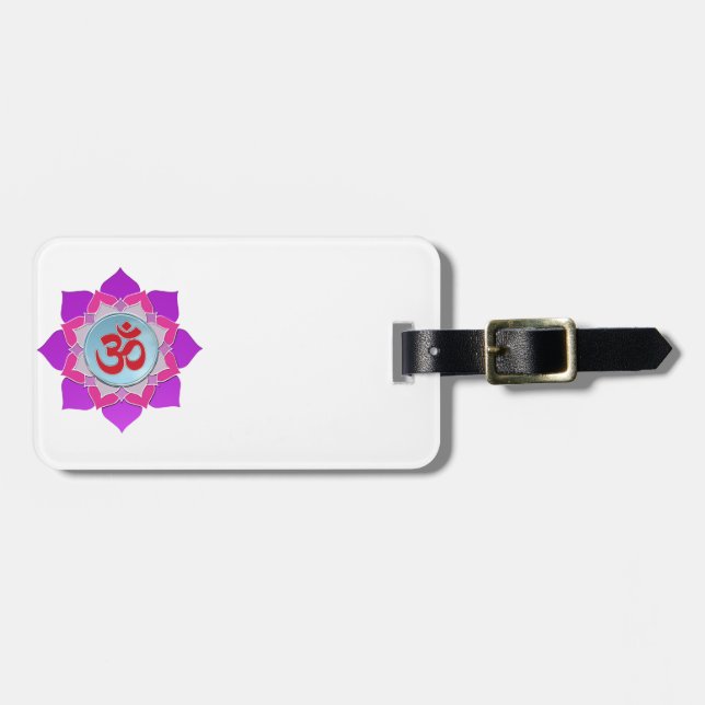 Pink lotus luggage tag (Front Horizontal)