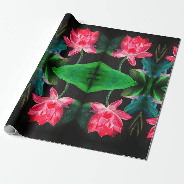Pink Lotus Matte Wrapping Paper (Unrolled)