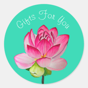 Pink Lotus modern design Gift business branding Classic Round Sticker