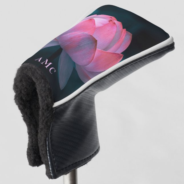 Pink Lotus Monogram Putter Golf Head Cover (3/4 Front)