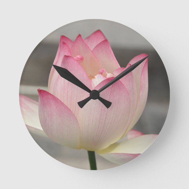 Pink Lotus Round Clock (Front)