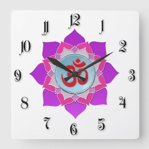 Pink lotus square wall clock