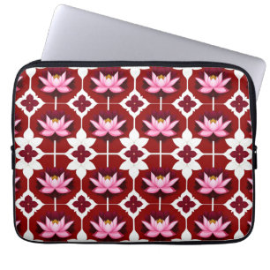 Pink Lotus Vibrant Floral Design Laptop Sleeve