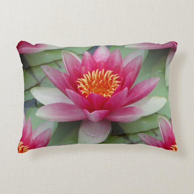 Pink Lotus Water Lily Accent Pillow (Front)