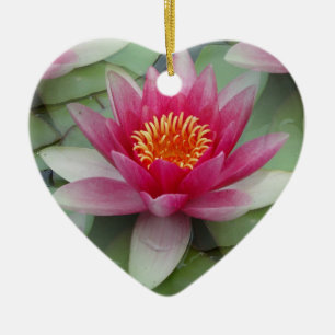 Pink Lotus Water Lily Ceramic Ornament