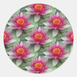 Pink Lotus Water Lily Classic Round Sticker
