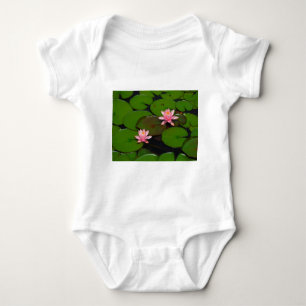 Pink lotus water lily flower  garden, baby bodysuit