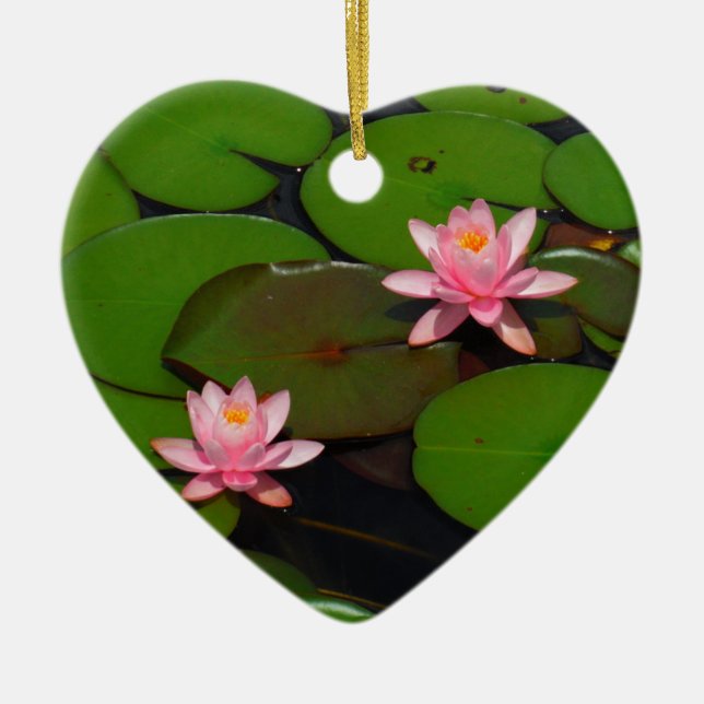 Pink lotus water lily flower  garden, ceramic tree decoration (Front)