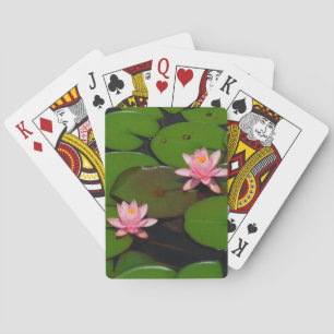 Pink lotus water lily flower garden, playing cards
