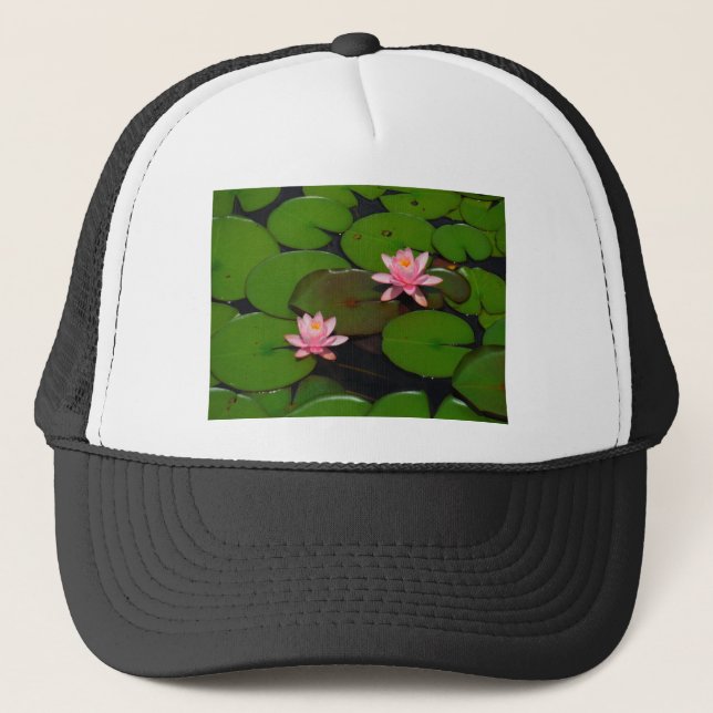 Pink lotus water lily flower  garden, trucker hat (Front)