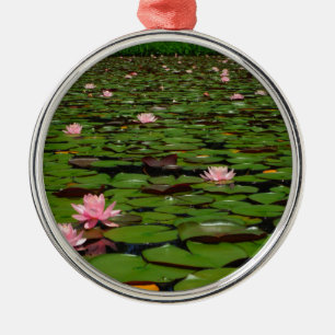 Pink lotus water lily flower pond metal ornament