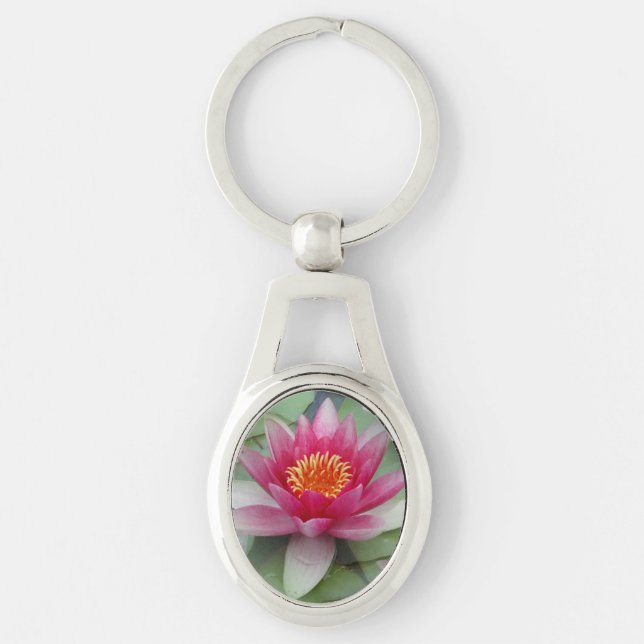 Pink Lotus Water Lily Key Ring (Front)