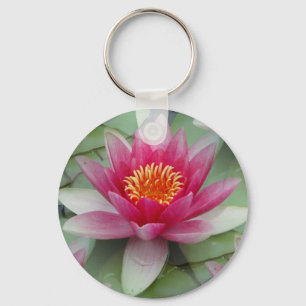 Pink Lotus Water Lily Key Ring