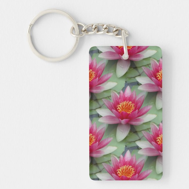 Pink Lotus Water Lily Key Ring (Front)