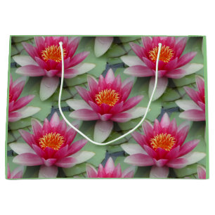 Pink Lotus Water Lily Large Gift Bag