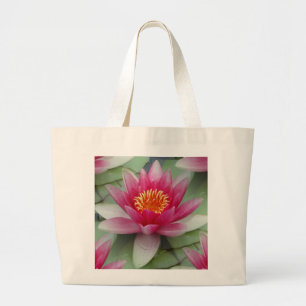 Pink Lotus Water Lily Large Tote Bag