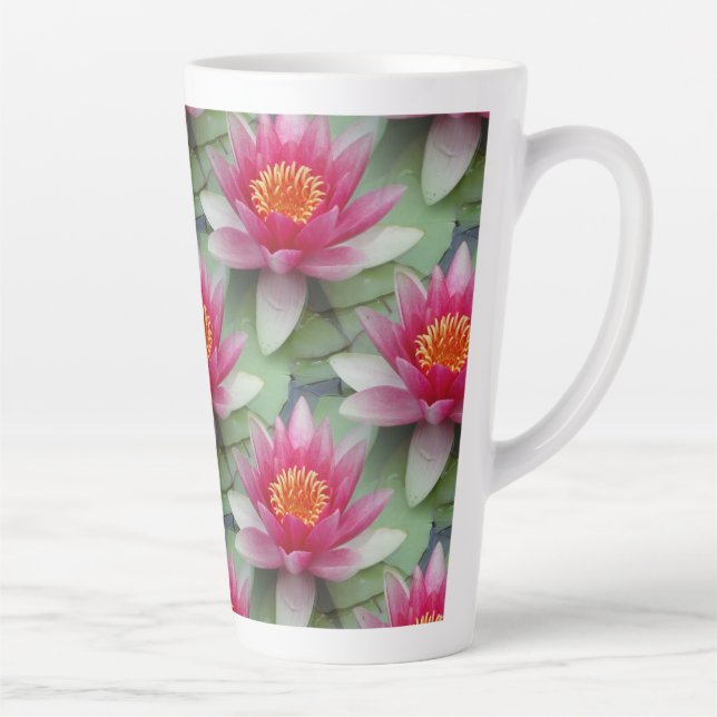 Pink Lotus Water Lily Latte Mug (Right)
