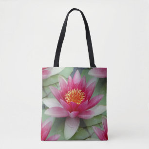 Pink Lotus Water Lily Tote Bag