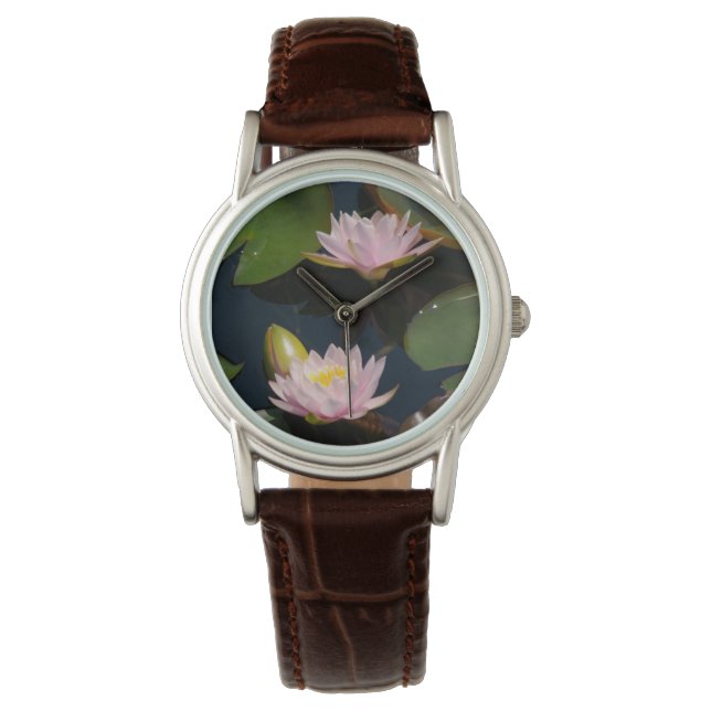 Pink Lotus Waterlilies Watch (Front)