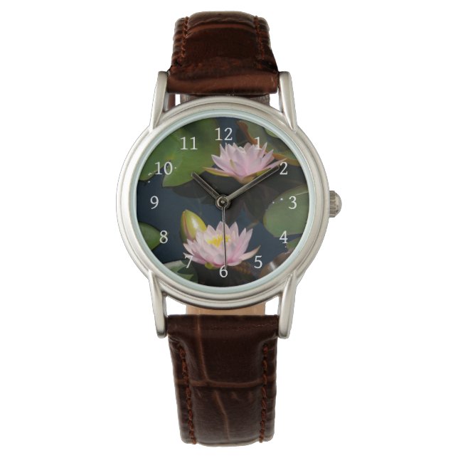Pink Lotus Waterlilies Watch (Front)