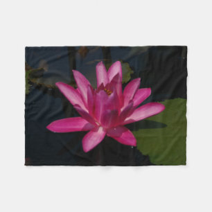 Pink Lotus Waterlily Fleece Blanket