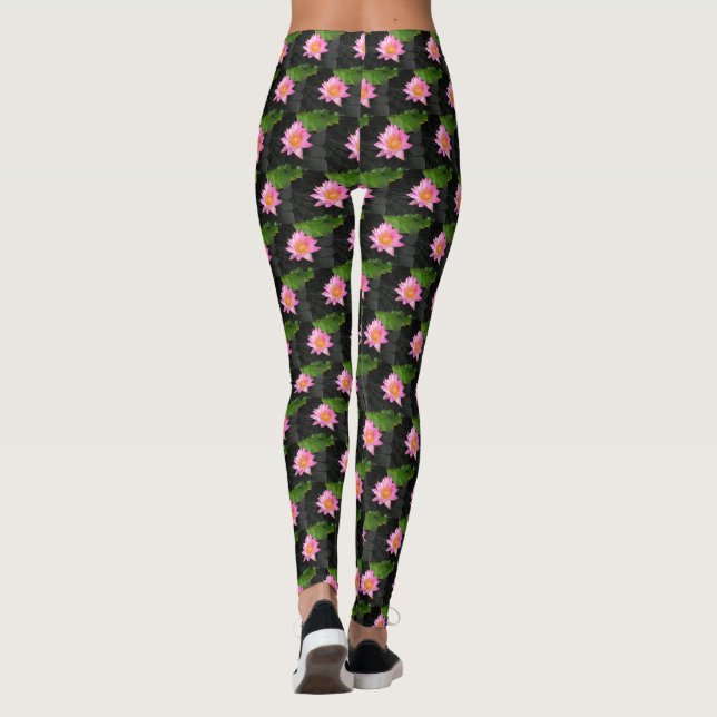 Pink Lotus Waterlily Leggings (Back)