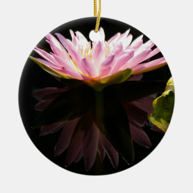 Pink Lotus Waterlily Ornament (Front)