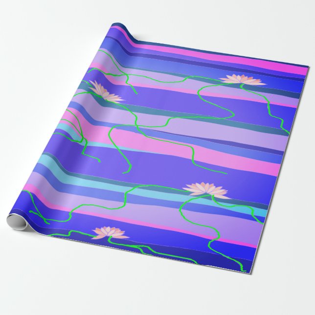 Pink Lotus Wrapping Paper (Unrolled)