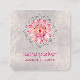 Pink Lotus Yoga Therapist Spa Holistic Health Square Business Card