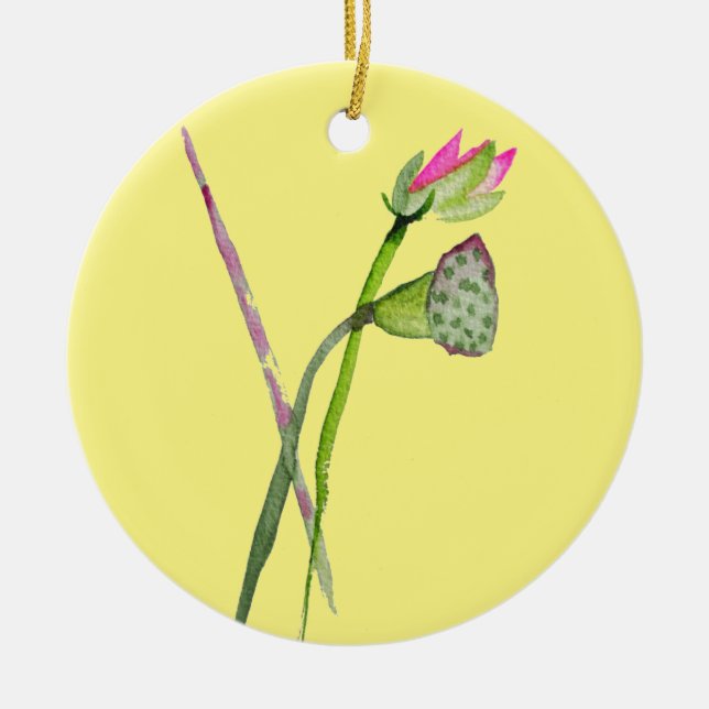 Pink Lotus Zen flower Buddhist Art Ceramic Tree Decoration (Front)