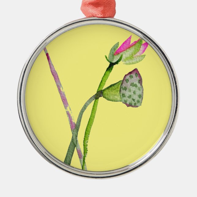 Pink Lotus Zen flower Buddhist Art Metal Ornament (Front)