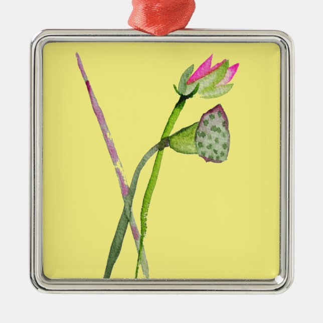 Pink Lotus Zen flower Buddhist Art Metal Ornament (Front)