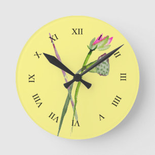 Pink Lotus Zen flower Buddhist Art Round Clock