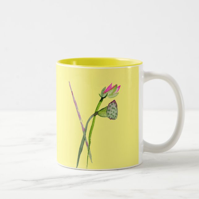 Pink Lotus Zen flower Buddhist Art Two-Tone Coffee Mug (Right)