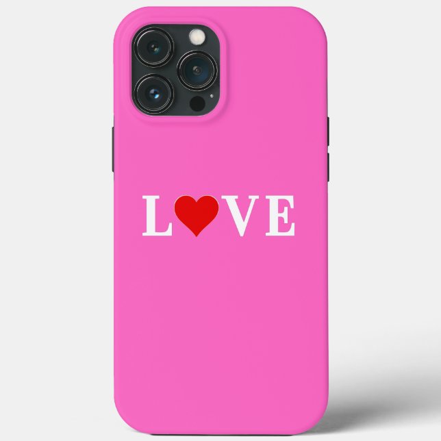 Pink LOVE and Heart Modern Chic Case-Mate iPhone Case (Back)
