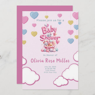 Pink Love Baby Shower Invitation