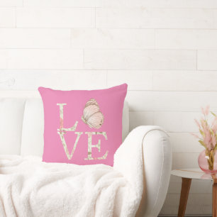 Pink Love Butterfly Floral Cushion